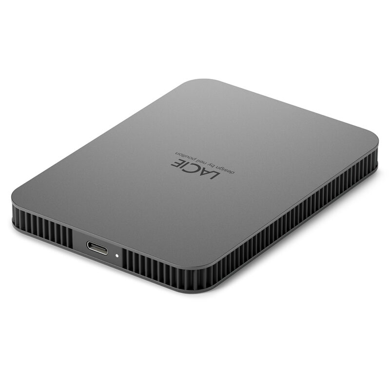 LaCie_Mobile_Drive_USB-C LaCie Mobile Hard Drive angle with USB-C port