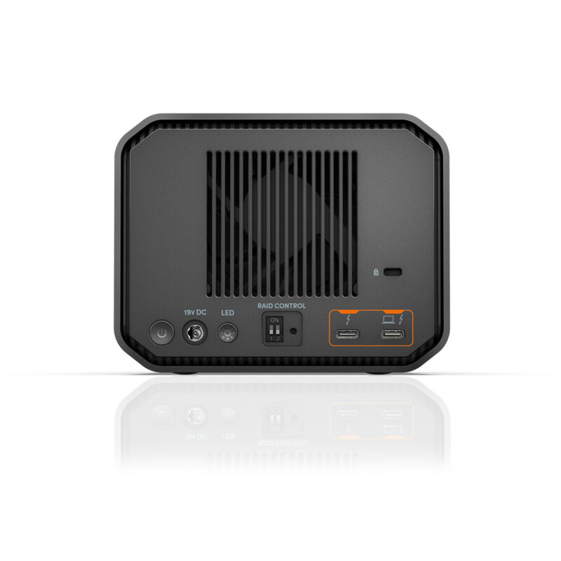 SDP_G-RAID_MIRROR_Back SanDisk Professional G-RAID Mirror - rear Thunderbolt 3 ports.