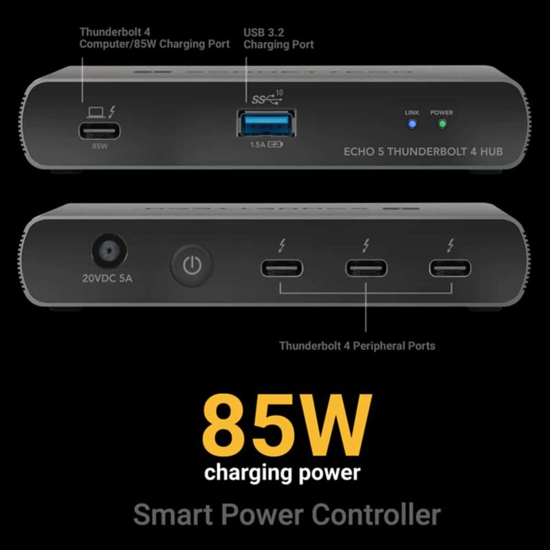 Sonnet-Echo5-specifications Sonnet Echo 5 - Front and back Thunderbolt 4 ports