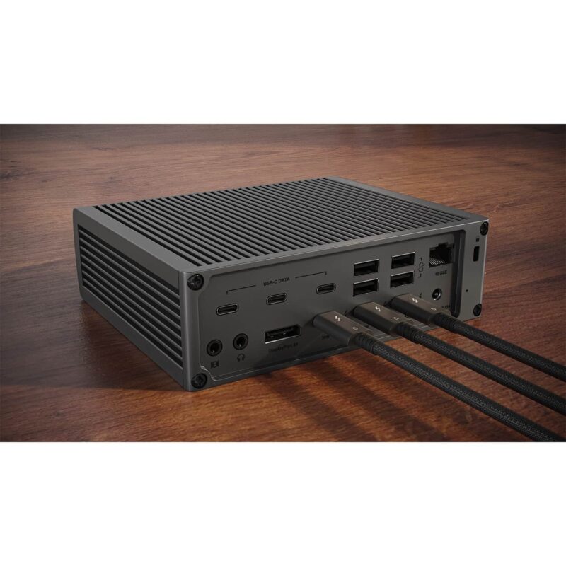 CalDigit-TS5-Plus CalDigit TS5 Plus with Thunderbolt cables in back